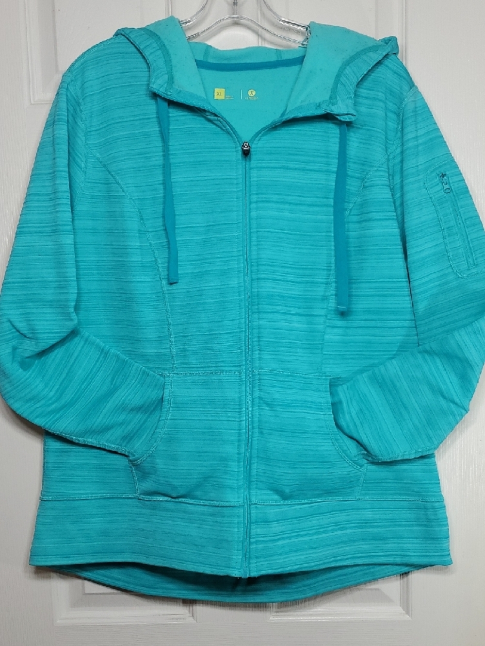 Xersion Teal Zip-Up Front Hooded Sweatshirt Women's XL